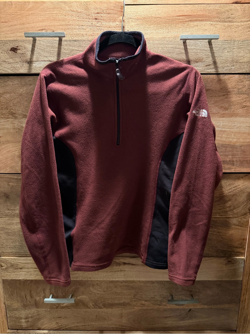 The North Face Maroon Fleece Jacket with Black Accents
